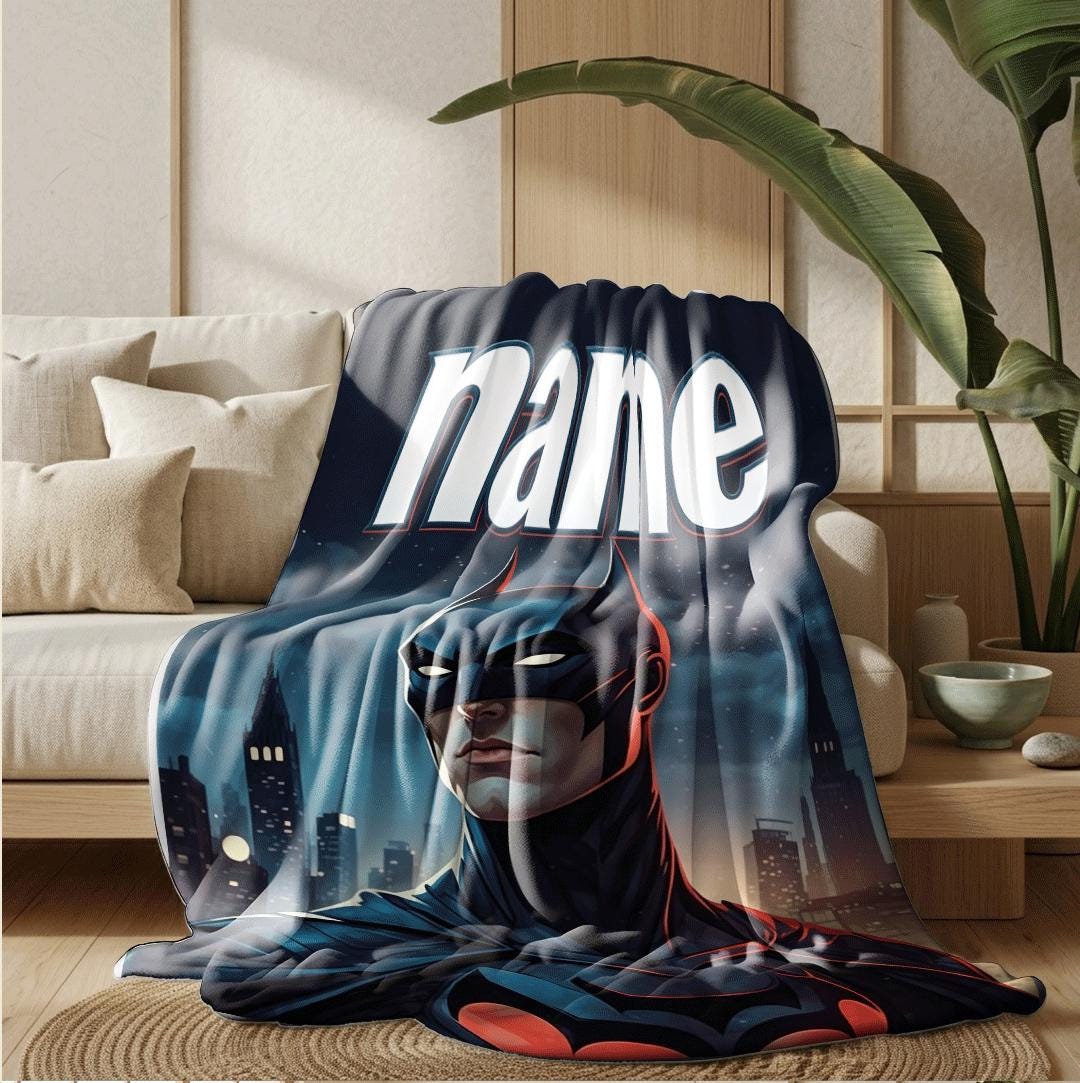 Batman city print single blanket hotel blanket pet blanket Customized name all‑season blankets surprise gift