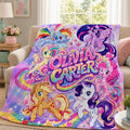 Personalized Magical Pony Flannel Blanket for Girls, Custom Rainbow Unicorn Throw, Custom Name Kids Toddler Bedding, Birthday Gift