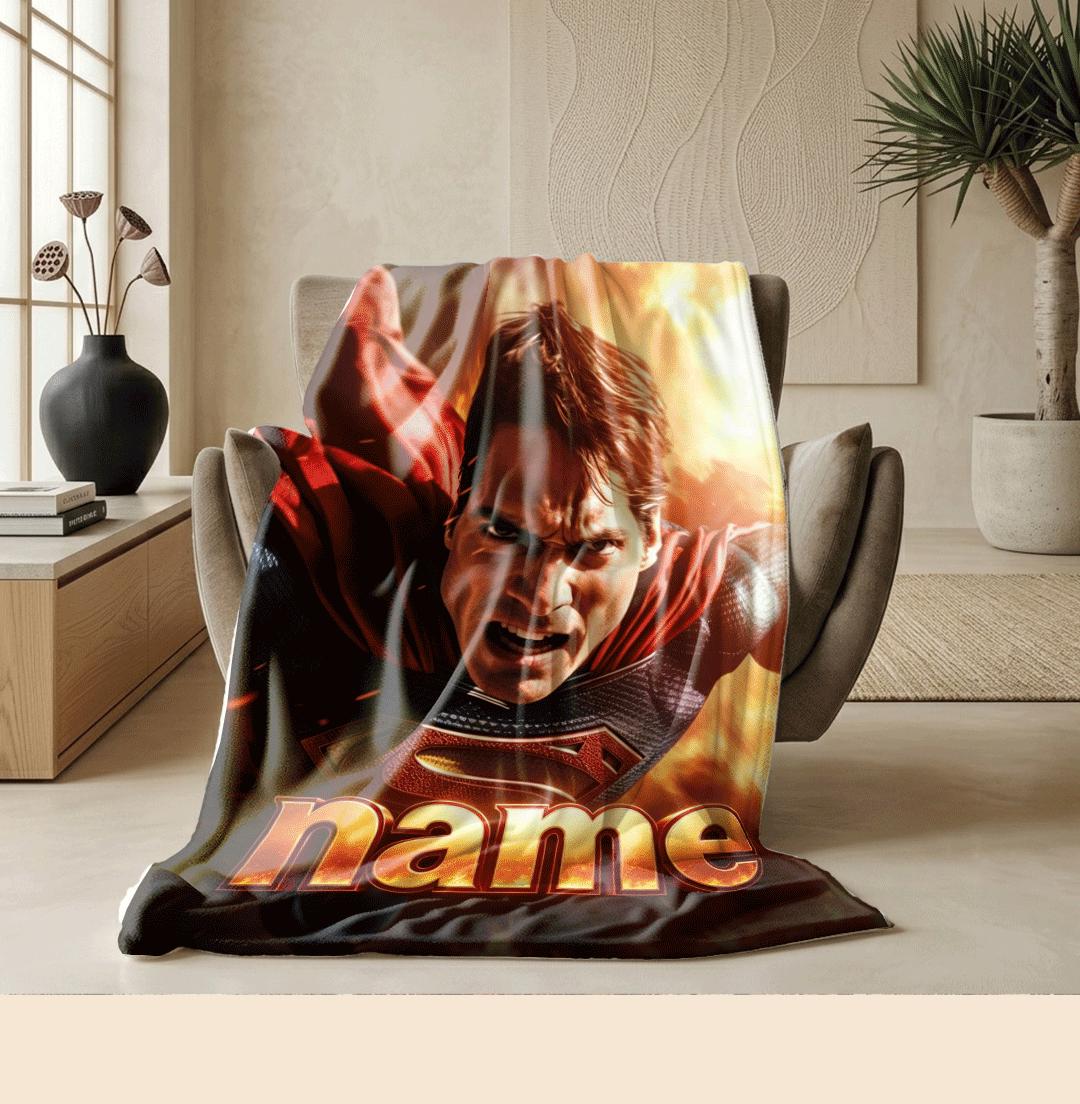 Superhero print kids blanket car blanket sofa blanket Customized name lunch break blankets holiday gift
