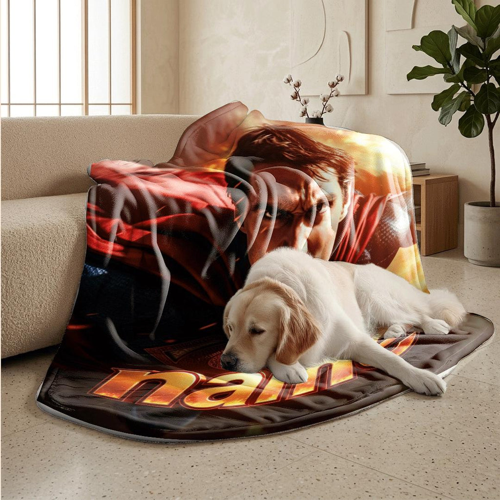 Superhero print kids blanket car blanket sofa blanket Customized name lunch break blankets holiday gift
