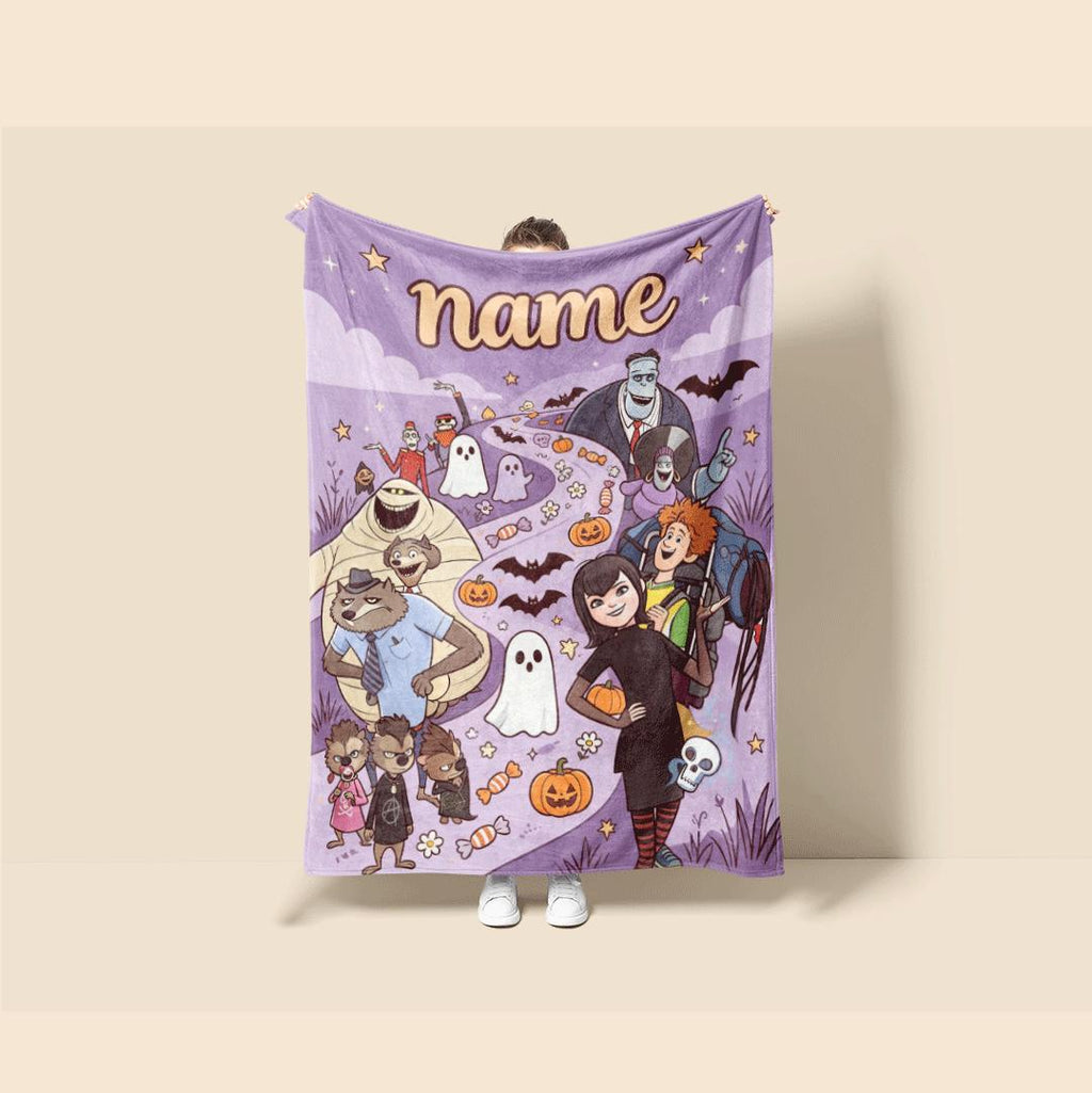 Hotel transylvania print kids blanket single blanket car blanket Customized name lunch break blankets halloween gift
