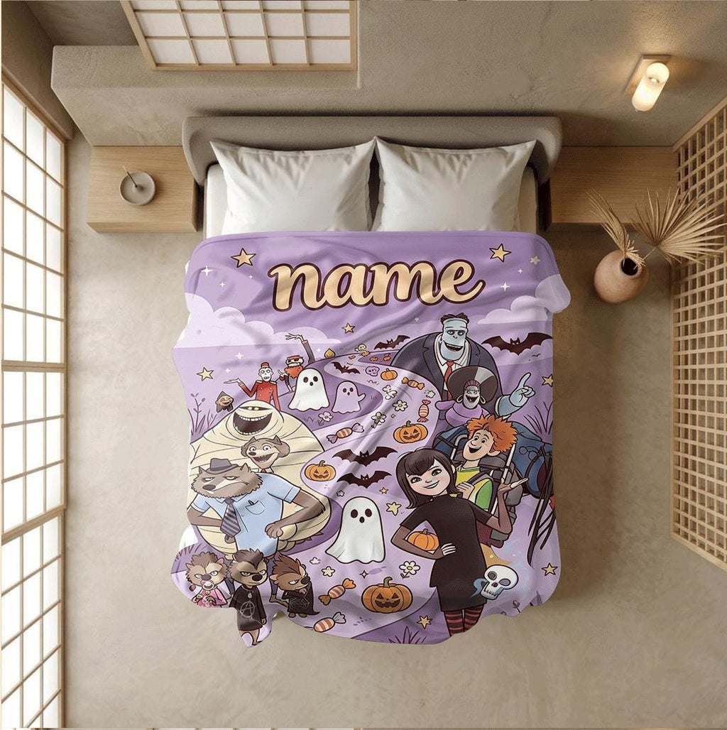 Hotel transylvania print kids blanket single blanket car blanket Customized name lunch break blankets halloween gift