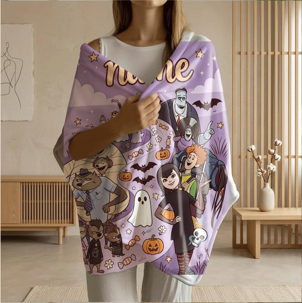 Hotel transylvania print kids blanket single blanket car blanket Customized name lunch break blankets halloween gift