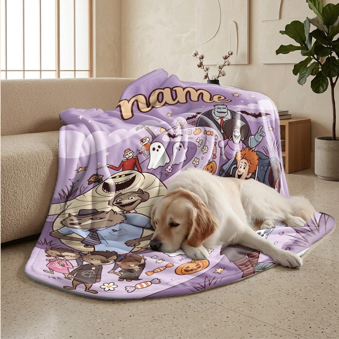 Hotel transylvania print kids blanket single blanket car blanket Customized name lunch break blankets halloween gift