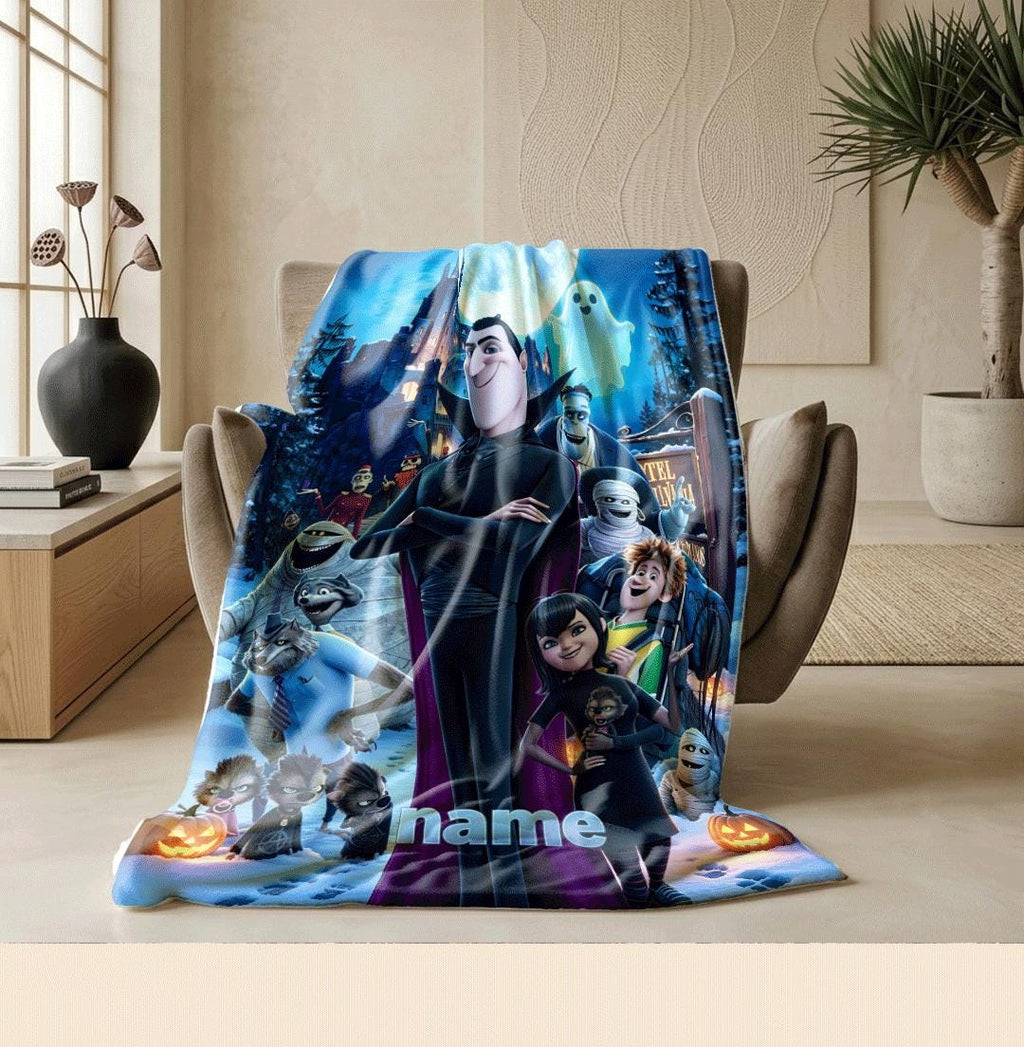 Monster castle print dorm blanket sofa blanket pet blanket Customized name office blankets party gift