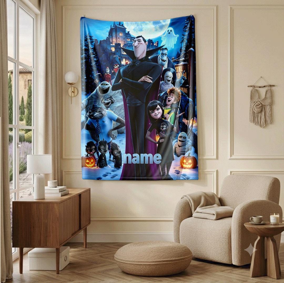 Monster castle print dorm blanket sofa blanket pet blanket Customized name office blankets party gift