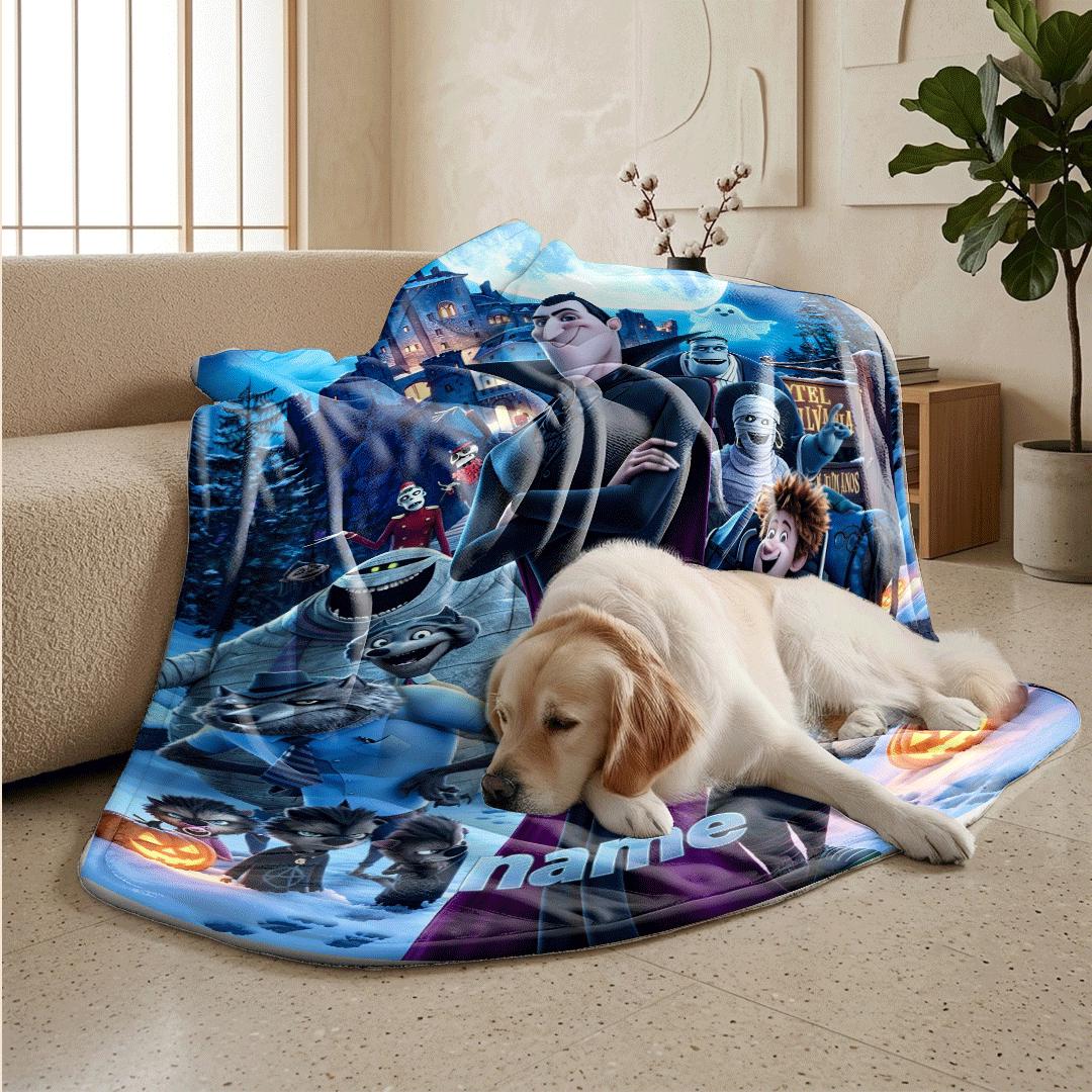 Monster castle print dorm blanket sofa blanket pet blanket Customized name office blankets party gift