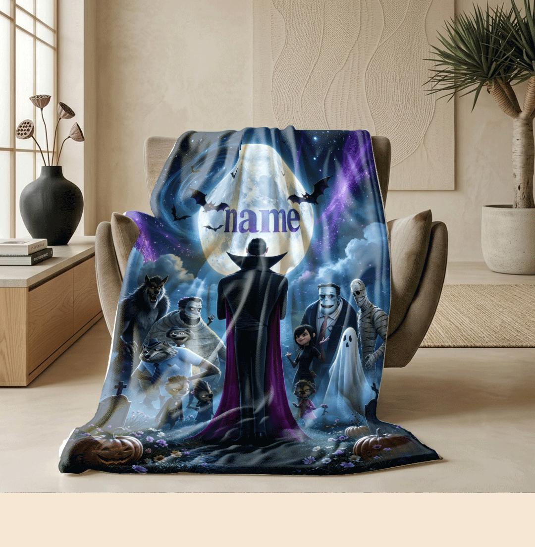 Hotel Transylvania moon print cartoon blanket dorm single blanket car blanket Customized name winter warm blankets halloween gift