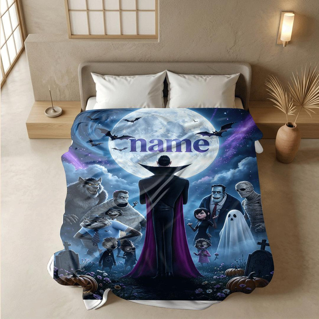 Hotel Transylvania moon print cartoon blanket dorm single blanket car blanket Customized name winter warm blankets halloween gift