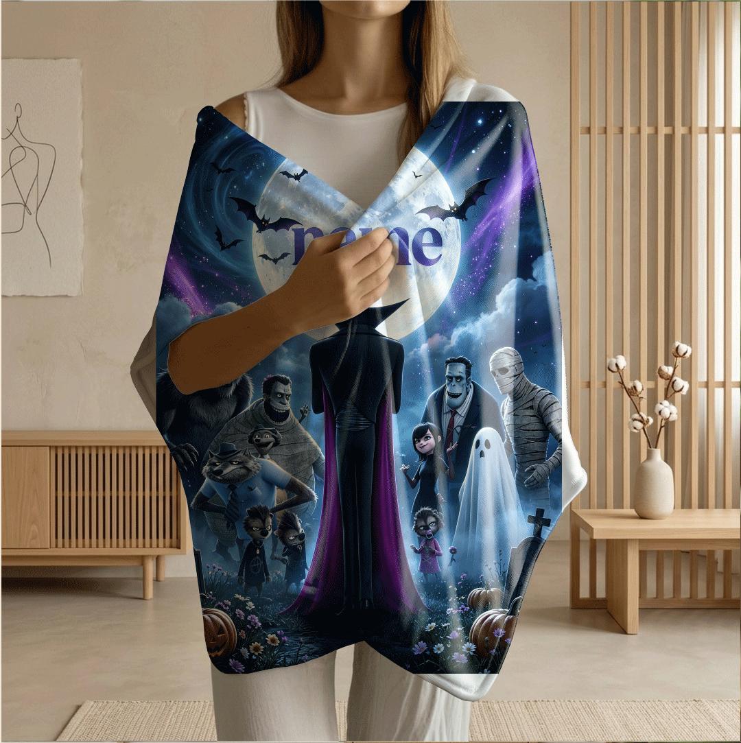 Hotel Transylvania moon print cartoon blanket dorm single blanket car blanket Customized name winter warm blankets halloween gift