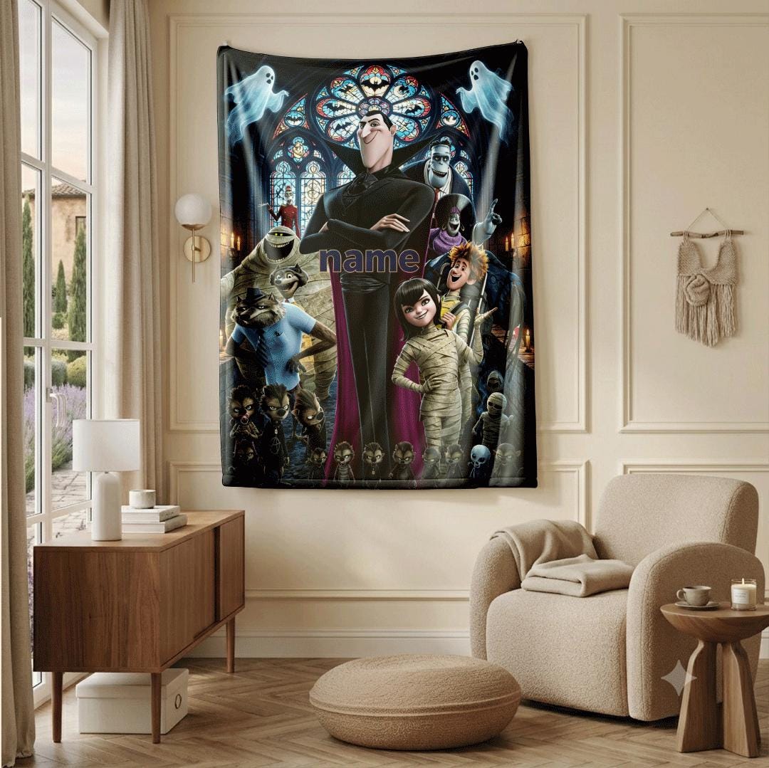 Gothic church monster print hotel blanket portable blanket dorm single blanket Customized name office blankets holiday gift