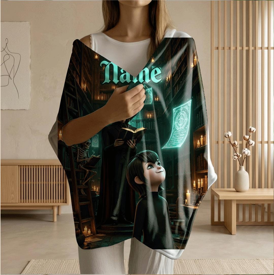 Magic library print kids blanket sofa blanket single blanket Customized name air conditioning blankets surprise gift