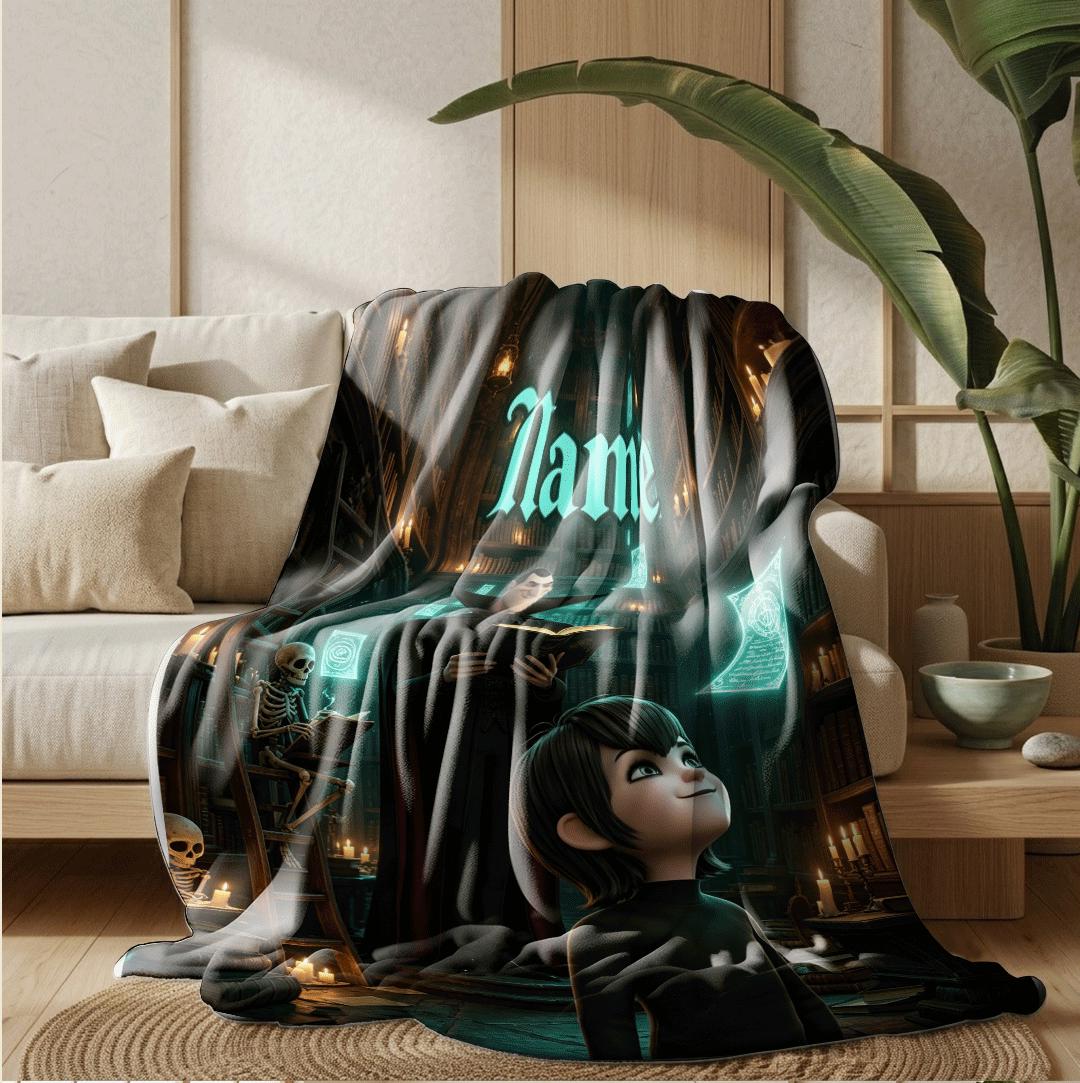 Magic library print kids blanket sofa blanket single blanket Customized name air conditioning blankets surprise gift