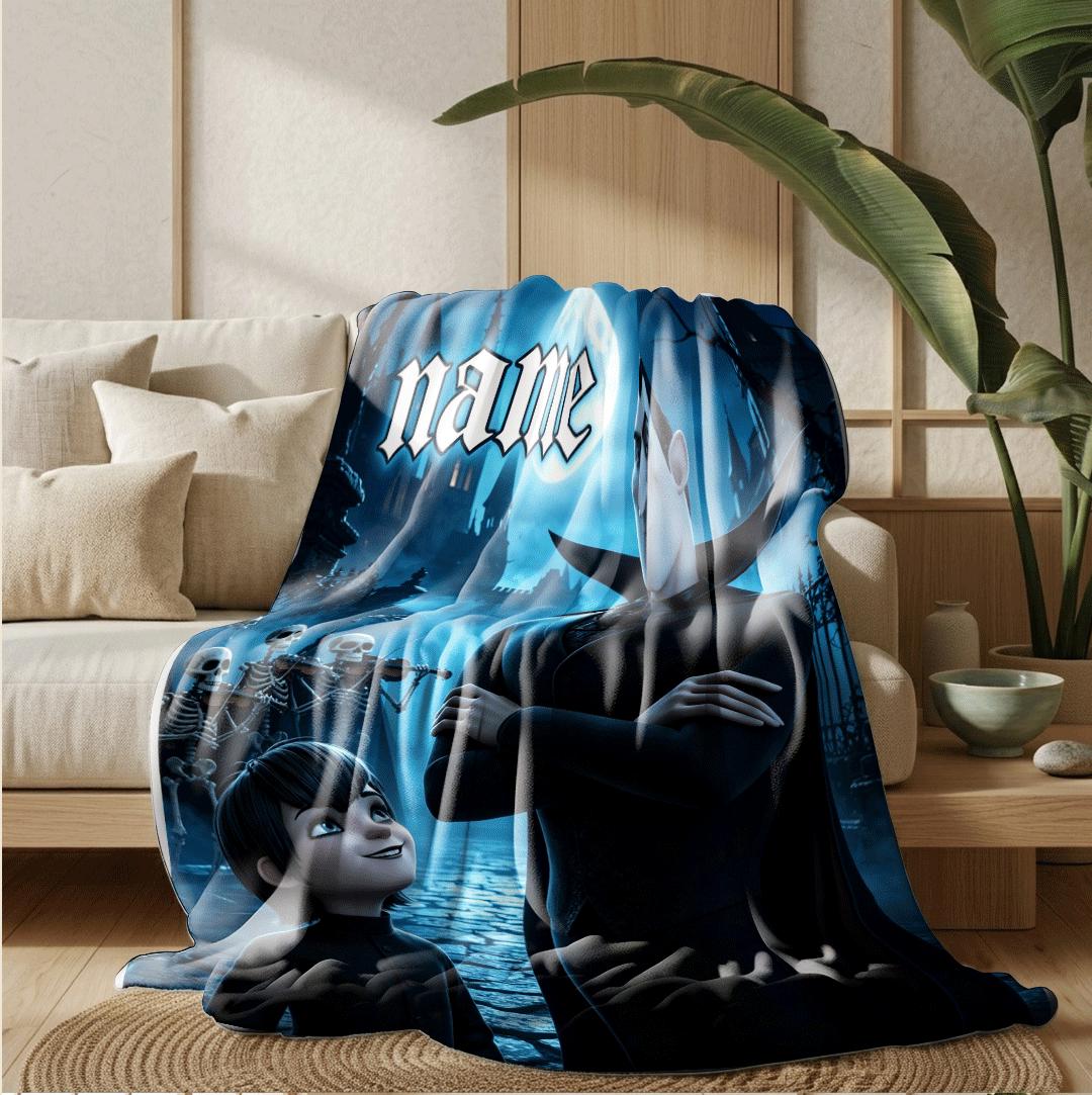 Castle moonlight print single blanket dorm blanket pet blanket Customized name all‑season blankets birthday surprise gift