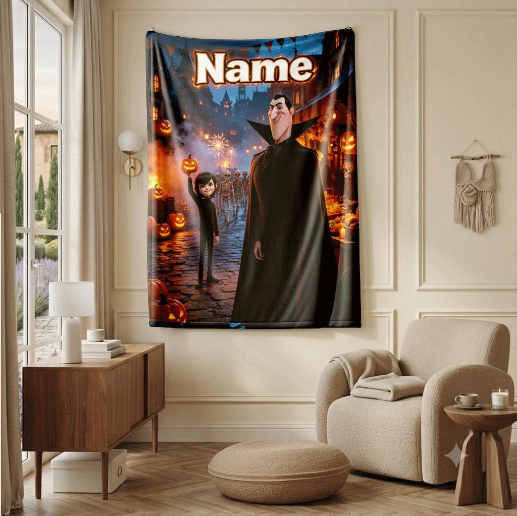 Halloween town print hotel blanket portable blanket dorm single blanket Customized name office blankets holiday present gift