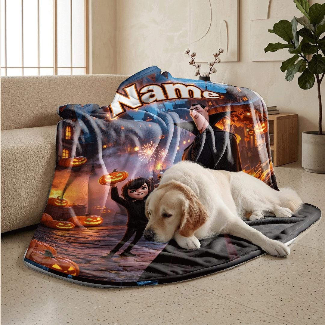 Halloween town print hotel blanket portable blanket dorm single blanket Customized name office blankets holiday present gift
