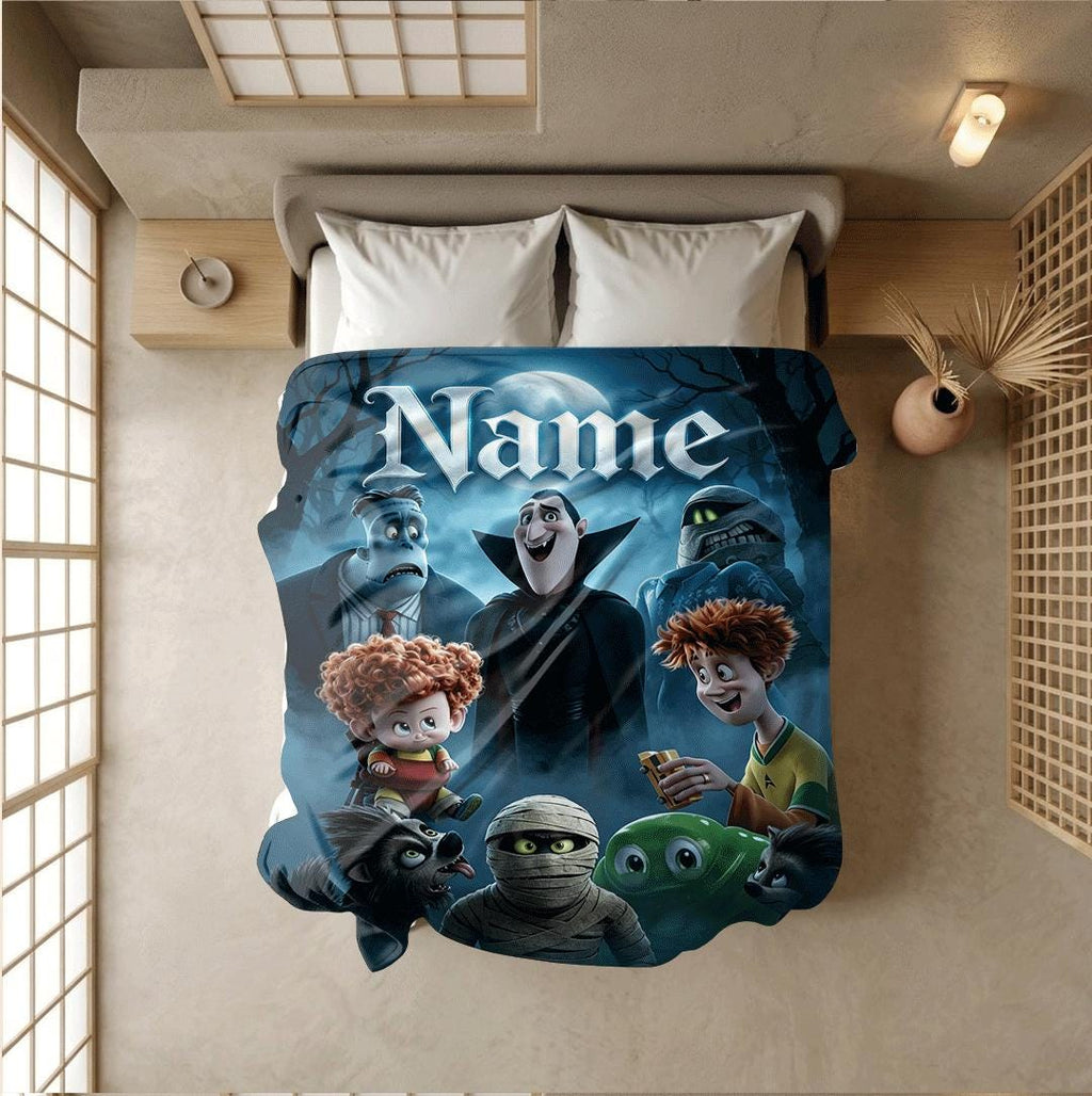 Dormitory blanket spooky cartoon print Customized name portable blanket sofa blankets office blankets youth gift