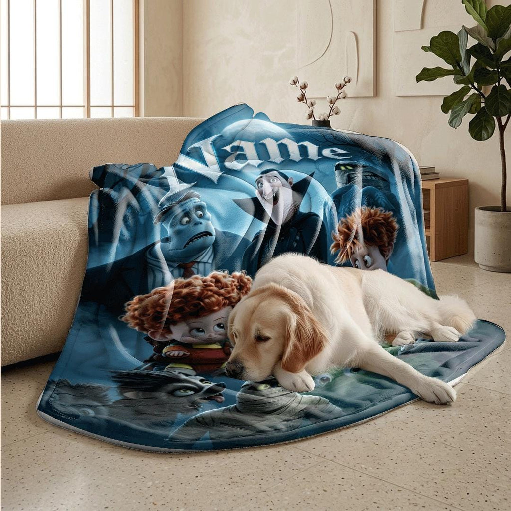 Dormitory blanket spooky cartoon print Customized name portable blanket sofa blankets office blankets youth gift