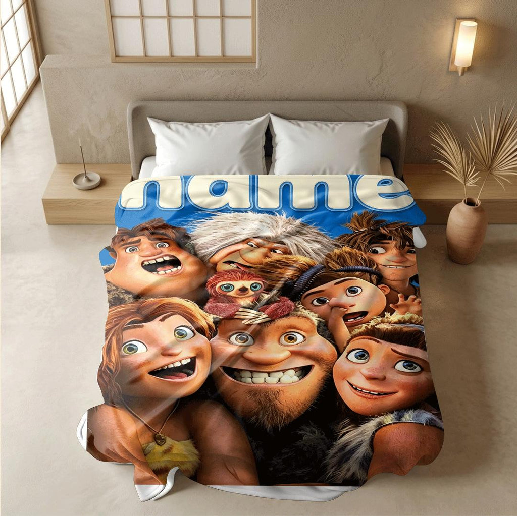 Portable blanket Croods family print Customized name dormitory single blanket couch‑covers office blankets festive gift
