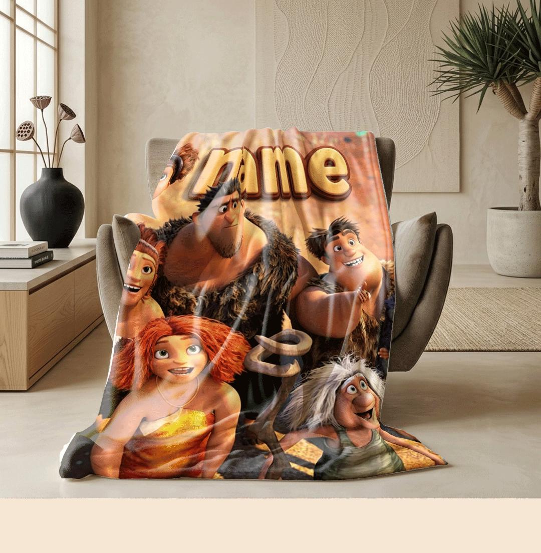 Kids blanket Croods family print Customized name sofa blanket dormitory blanket all‑season blankets birthday gift