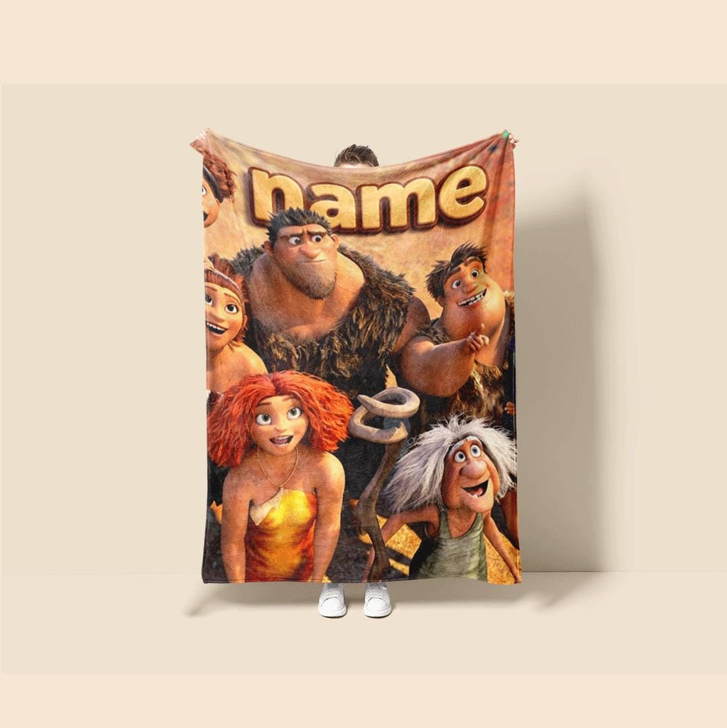 Kids blanket Croods family print Customized name sofa blanket dormitory blanket all‑season blankets birthday gift