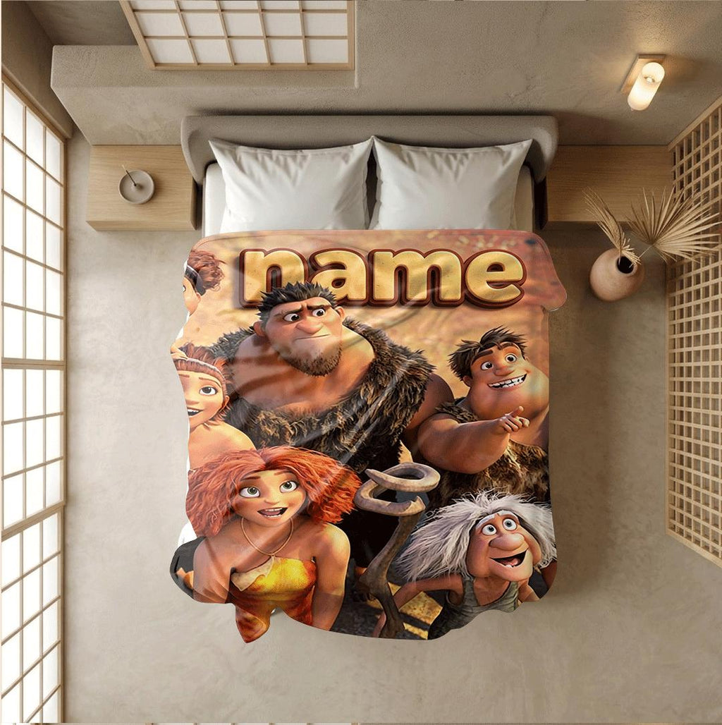 Kids blanket Croods family print Customized name sofa blanket dormitory blanket all‑season blankets birthday gift