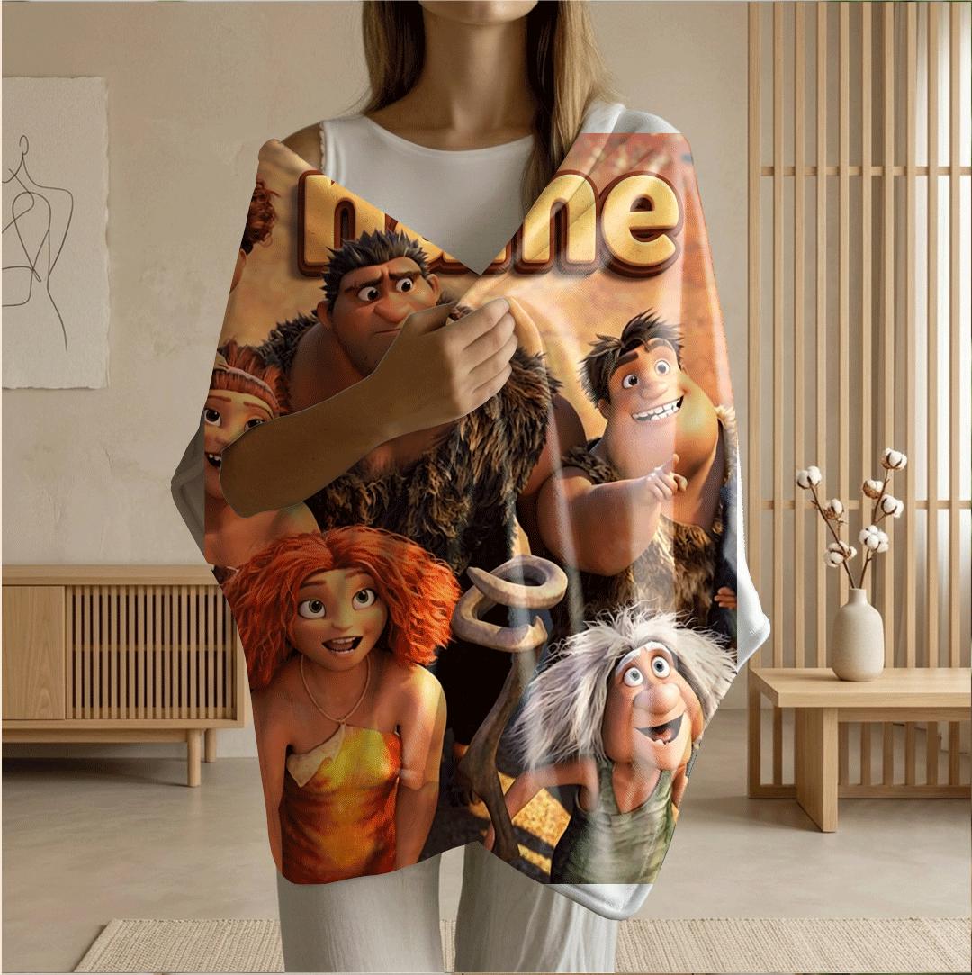 Kids blanket Croods family print Customized name sofa blanket dormitory blanket all‑season blankets birthday gift