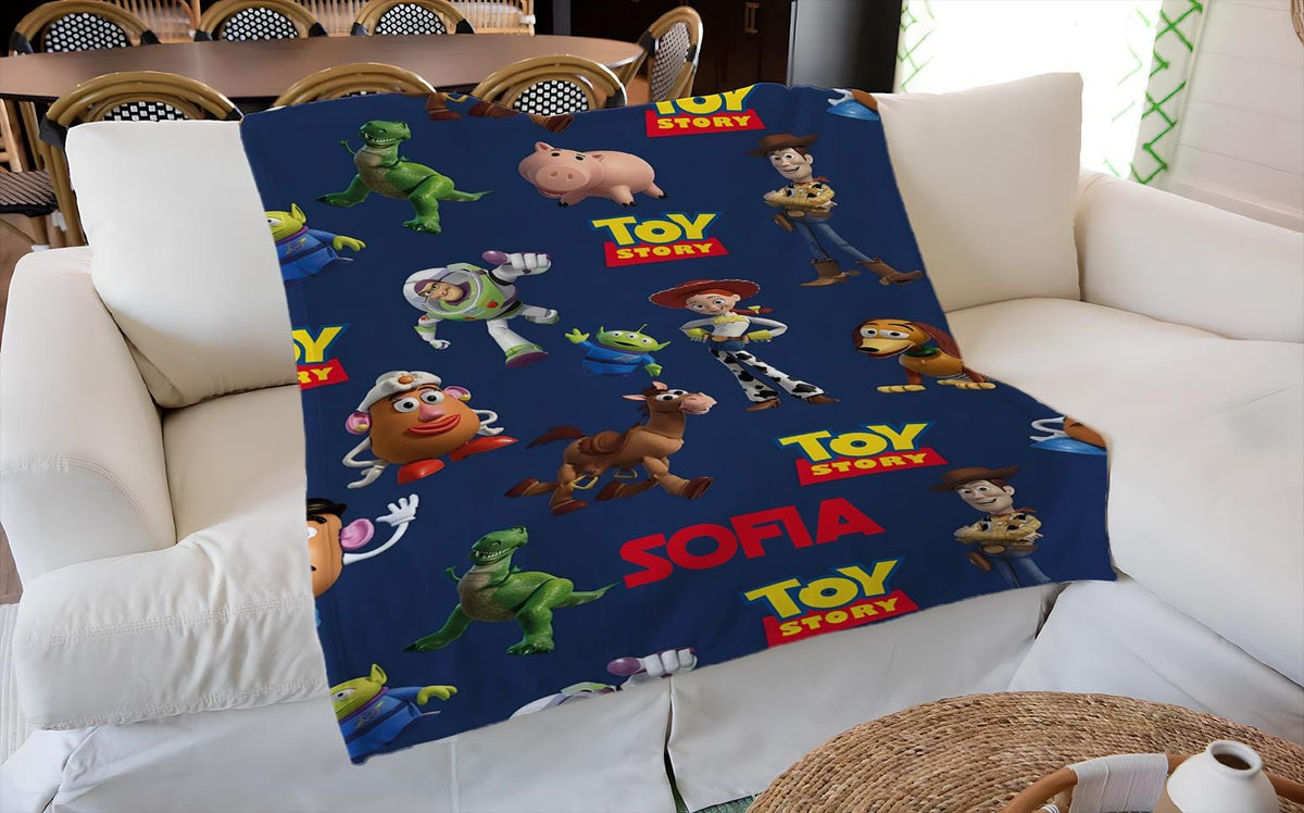 Personalized Toy Story Blanket, Custom Toy Story Throw, Disney Pixar Kids Blanket, Boys Birthday Gift, Kids Cozy Blanket, Gamer Gift