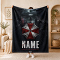 Horror Gamer Blanket Soft Throw, Umbrella Symbol Custom Printed Personalized Name Room Accent