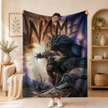 Custom Name Fantasy Beast Fan Blanket, Soft Flannel Throw, Monster Art Decor