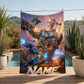 Team FPS Enthusiast Blanket Soft Throw, Mech Battle Scene Custom Name Couch Throw