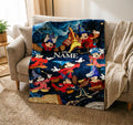 Personalized Sorcerer Mickey Blanket Soft Throw, Custom Name Fantasia Mickey Wizard Blanket, Birthday Gift For Kids