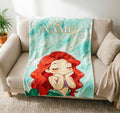 Personalized Ariel Blanket Soft Throw, Custom Name Little Mermaid Blanket, Birthday Gift For Girls