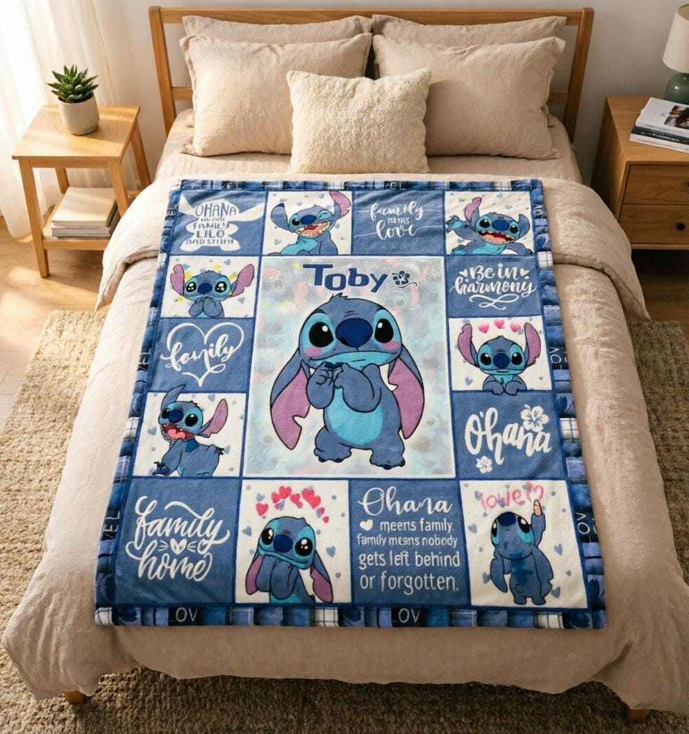 Personalized Stitch Blanket Soft Throw, Quote Patchwork Throw