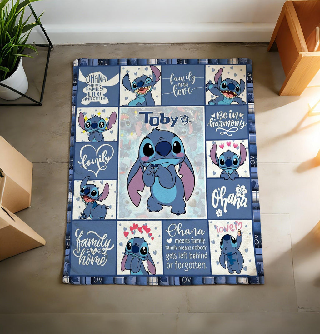 Personalized Stitch Blanket Soft Throw, Quote Patchwork Throw