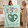 Personalized Nana Blanket With Name,Cozy Flannel Throw Blanket,New Grandma Blanket,Grandkid Name Floral Throw,Meaningful Keepsake Presents