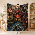 Dark Fantasy Gothic Seven Deadly Sins Blanket, Custom Name Flannel Throw