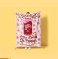 Dr Pepper Blanket Custom Name Pink Cowgirl Hat Soda Can Throw Leopard Print Bedding Snoopy Fan Gift Y2K Aesthetic Room Decor Girls Gift