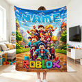 Personalized Gaming Blanket, Custom Name Kids Blanket, Adventure Game Style Toddler Gift, Boys Room Decor