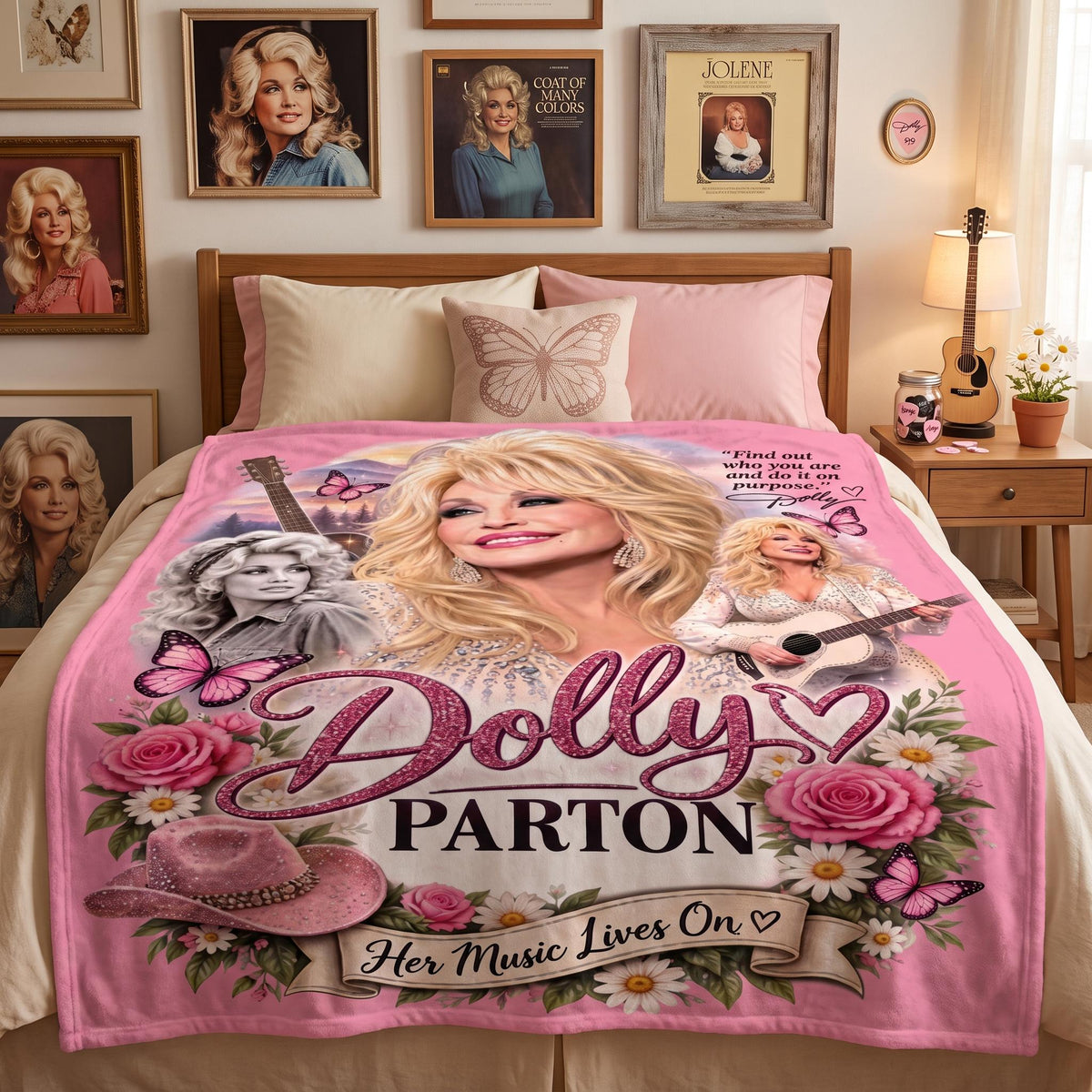 Pink Retro Country Music Throw Blanket, Vintage Western Cowgirl Decor, Nashville Aesthetic Room Accent, Southern Music Lover Gift