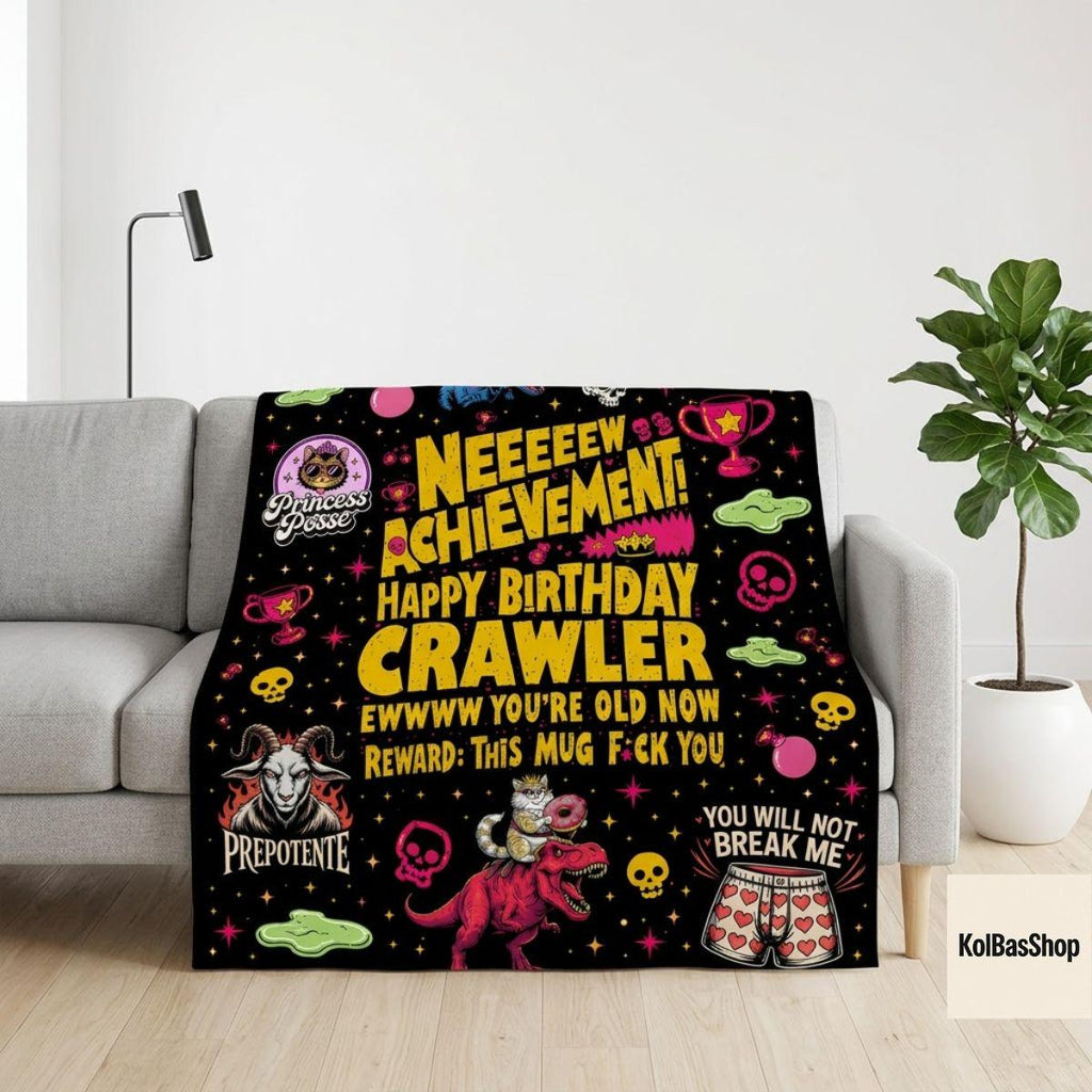 Dungeon Crawler Carl Fleece Blanket, Carl Neeeew Achievement Blanket, Princess Donut Mongo Throw Blanket, DCC LitRPG Bookish Gift