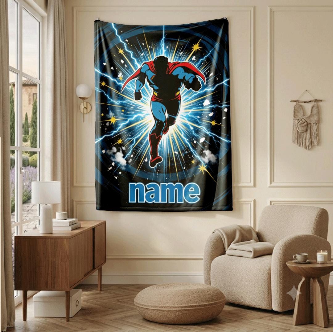 Superman print single blanket lightweight hotel blanket pet blanket Customized name winter warm blankets anniversary gift