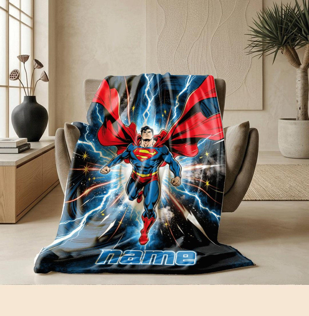 Superman print single blanket cute portable blanket kid blanket Customized name sofa blankets birthday gift