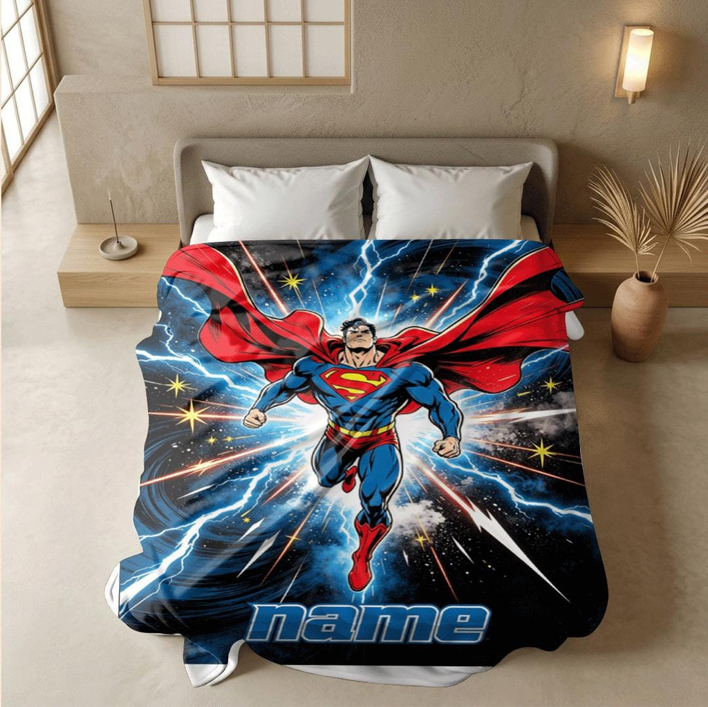 Superman print single blanket cute portable blanket kid blanket Customized name sofa blankets birthday gift