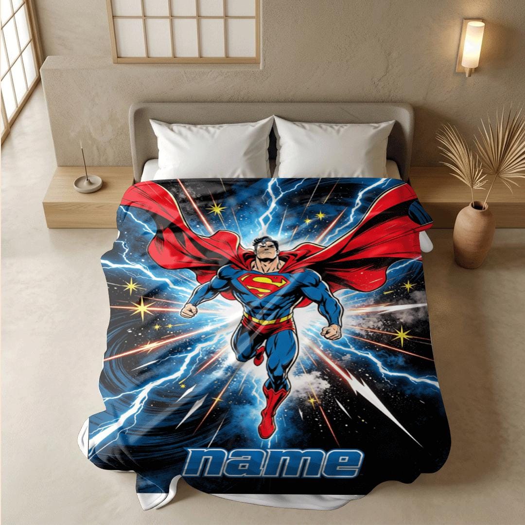 Superman print single blanket cute portable blanket kid blanket Customized name sofa blankets birthday gift
