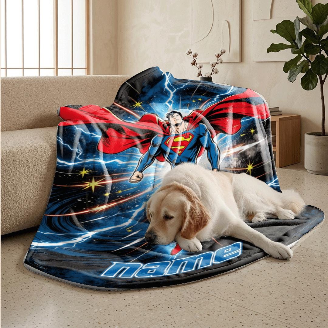 Superman print single blanket cute portable blanket kid blanket Customized name sofa blankets birthday gift