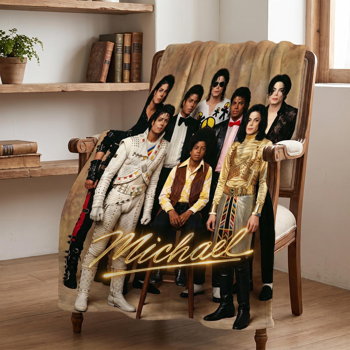 Michael Jackson Personalized Pop Star Eras Blanket, Custom Name Retro Music Legend Throw, Gift for Music Lover