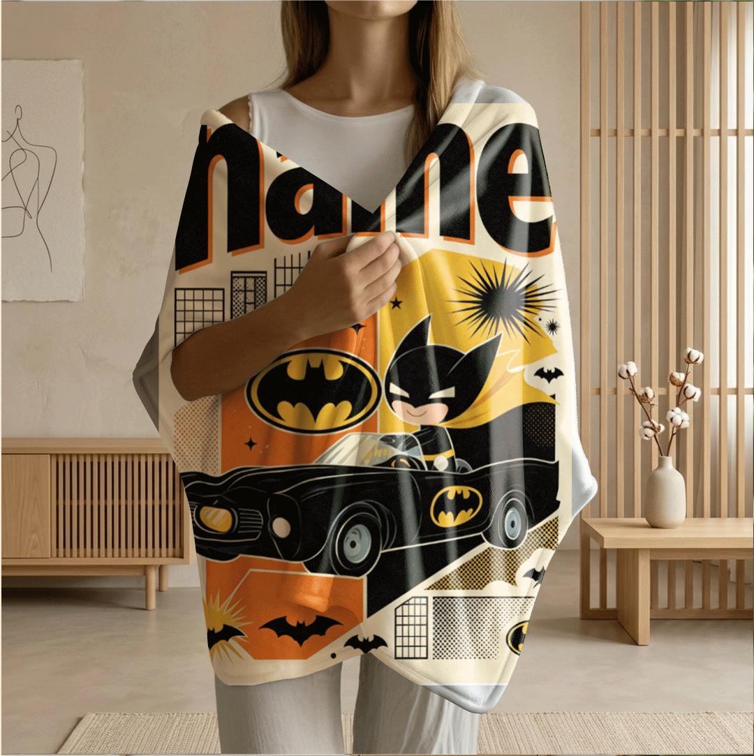 Cartoon batman print kids blanket stylish sofa blanket portable blanket Customized name sofa blankets birthday gift home decor