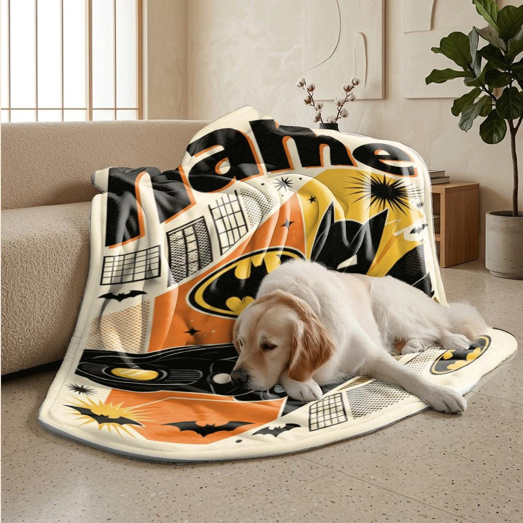 Cartoon batman print kids blanket stylish sofa blanket portable blanket Customized name sofa blankets birthday gift home decor