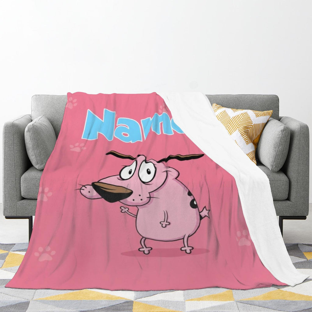 Personalized Kids Blanket, Custom Name Throw Blanket, Cute Cartoon Dog Blanket, Soft Cozy Blanket, Birthday Gift for Children, Nursery Decor